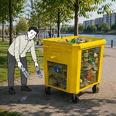 на колёсах: Материал: Металл, На колесах, 1100 л — 1