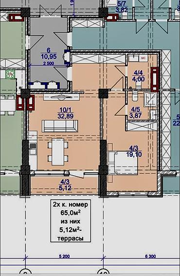 на берегу: 2 комнаты, 65 м², 3 этаж, Евроремонт — 3
