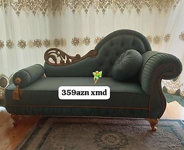 yevlax mebel: Klassik üslubda şezlong/divan - Rəng: tünd yaşıl - Parça: məxmər — 1