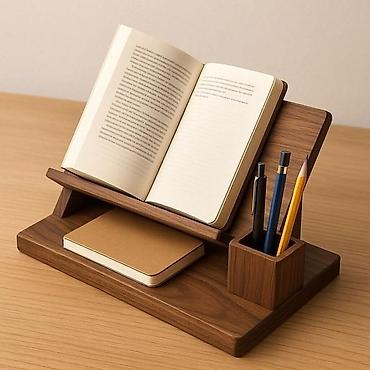 ofis əşyaları: Taxta təşkilatçı və asılqan aksesuarları dəsti - Material: təbii ağac — 3