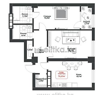 Продажа квартир: 1 комната, 53 м², Элитка, 8 этаж, Готовая ПСО (под самоотделку) — 10