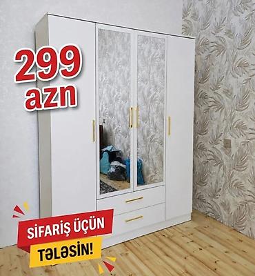 Ağ rəngdə, müasir dizayna malik paltar şkafı: - 3 qapılı konstruksiya lalafo.az -da Ağ rəngdə, müasir dizayna malik paltar şkafı: - 3 qapılı konstruksiya