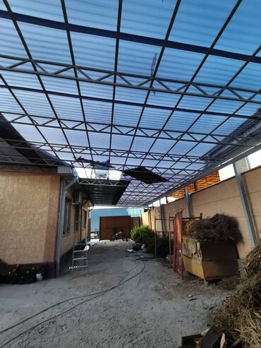 Сварка: Навес из поликарбоната с металлическим каркасом. Подходит для создания — 7