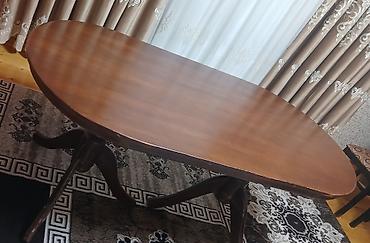 rəhbər stolu: Taxta yemək masası - Forma: oval üst - Material: bərk ağac, tünd — 2