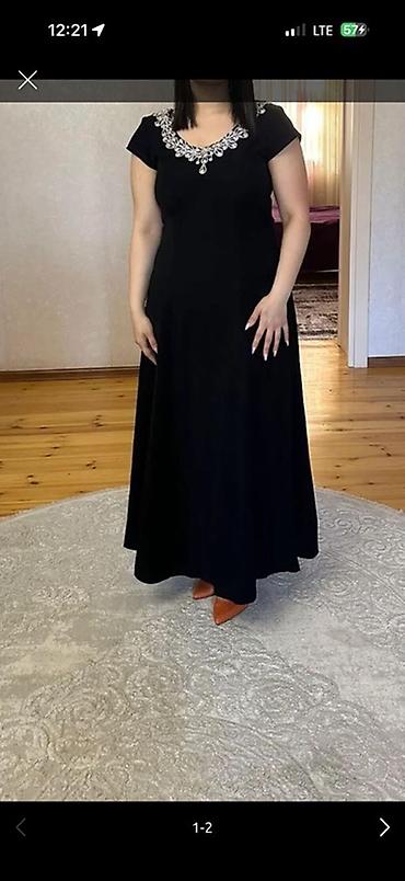 Ziyafət və xüsusi günlər üçün uzun qara don. Model uzun biçimdədir və