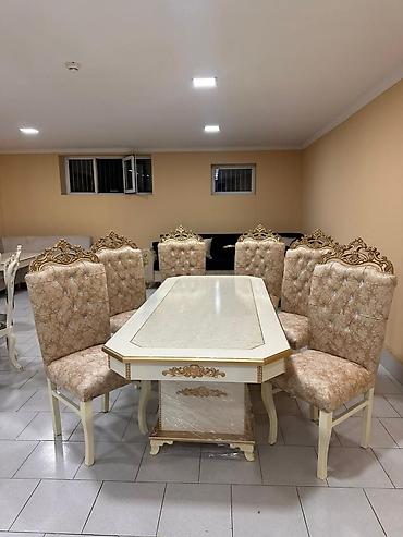 Qonaq otağı üçün, Yeni, Açılmayan, Dördbucaq masa, 6 stul