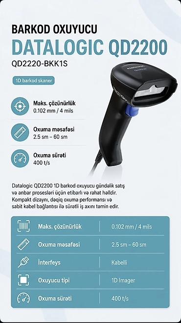 Barkod skanerləri – Datalogic və Syble modelləri 1) Datalogic QD2200