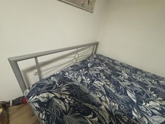 Kreveti: Metalni ram kreveta sa uzglavljem, sa dušekom. - Dimenzije — 9