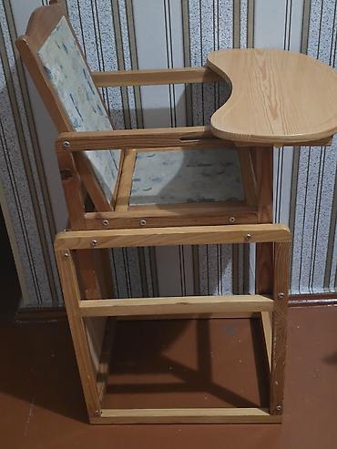 Yemək masaları, oturacaqları: Taxta uşaq yemək stulu - Material: təbii ağac karkas, laklı taxta — 1