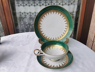 cay: Çay dəsti, rəng - Yaşıl, Farfor, 6 nəfərlik, Almaniya — 2