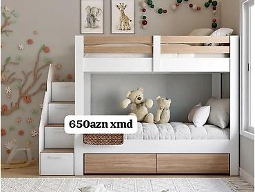 qız carpayıları: Uşaq otağı üçün 2 mərtəbəli çarpayı - Model: pilləkənli iki mərtəbəli — 3