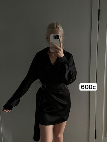 черное короткое вечернее платье: Вечернее платье, Коктейльное, Короткая модель, С рукавами, M (EU 38)