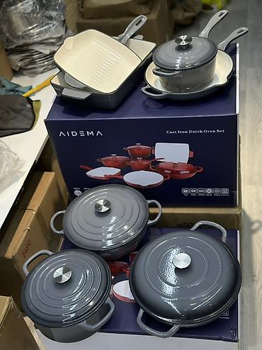 Наборы посуды: Набор чугунной посуды AIDEMA — Cast Iron Dutch Oven Set Все цвета — 9