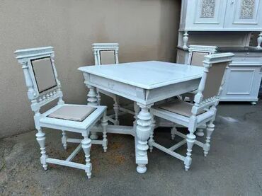 Stilske garniture: Stari stilski trpezarijski sto i 4 stolice ALT DEUTSCH 🕰️ Komplet — 11