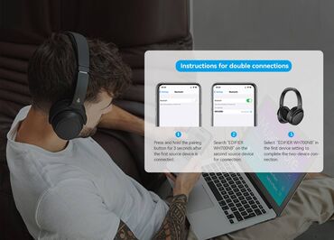 Qulaqcıqlar: Edifier WH700NB Black qulaqlıq • ANC söndürüldükdə 68 saata qədər — 3