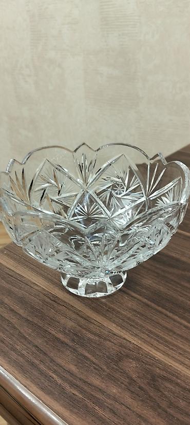 meyve dekor: Kəsimli kristal qab – 2 ədəd dəst - Material: qalın kristal şüşə - — 2