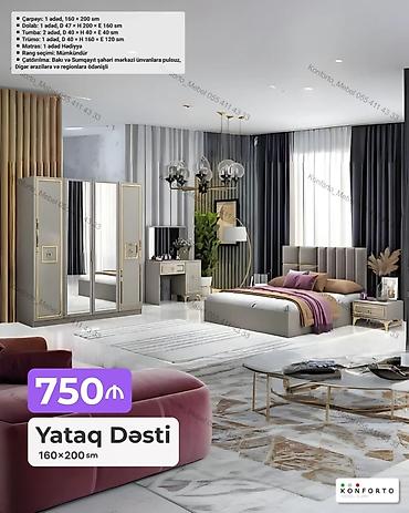 Ev və bağ: Yataq Dəsti – 160×200 sm Tərkibi: - Çarpayı: 1 ədəd, 160×200 sm - — 1