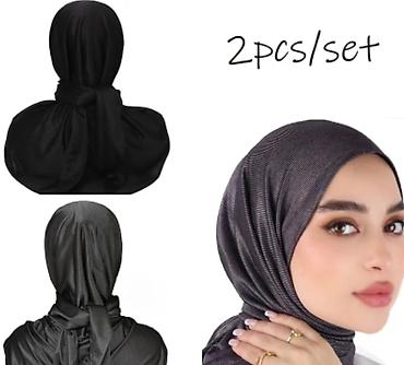 Hicab: 2 ədəd dəstdə qadın hicab dəsti - Material: yüngül, nəfəsalan, axıcı — 1
