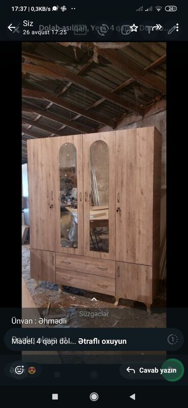 Dolablar: Yeni, Açılan, 4 qapılı Düz dolab, Qarderob, paltar dolabı, Azərbaycan — 16