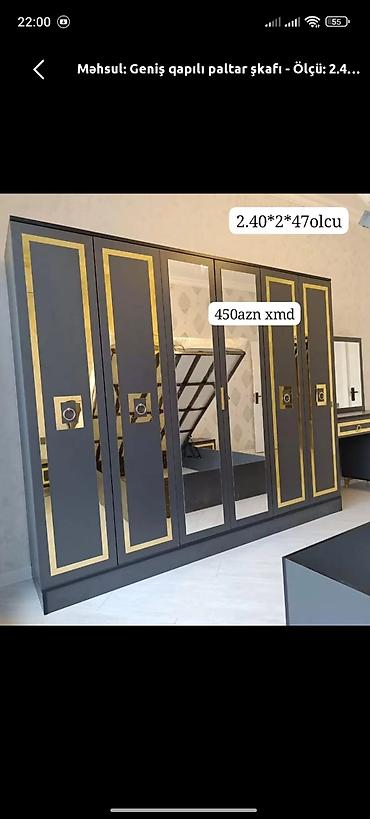Dolablar: Yeni, 6 qapı, Güzgülü, Boz, Açılan, Düz dolab — 1