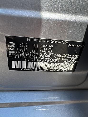 q 7: Subaru Legacy: 2017 г., 2.5 л, Вариатор, Бензин, Седан — 8