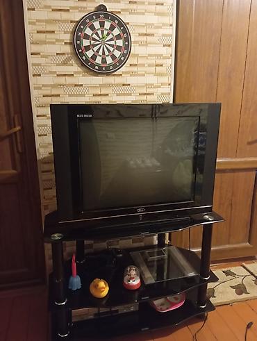 işlənmiş paltar dolabi: Köhnə tip kineskop televizor + şüşə TV stendi - Televizor: kineskop — 3