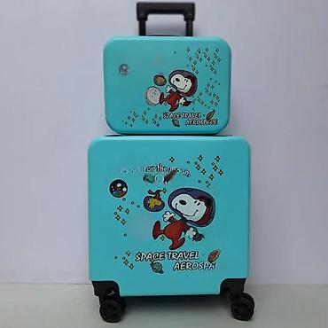 crocs ukrasi: Komplet kofera za decu – 2 u 1, tirkizni, sa motivom Snoopy astronauta — 1