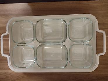 qaşqaldağ quşu: Servis dəsti – 6 bölməli şüşə qablar və dekorativ qapaqlı plastmas — 2