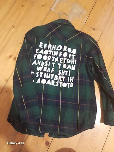 финские детские вещи: Uşaq köynəyi – yaşıl/qara rəngli, xətli (plaid) dizayn. - Brend: Favo — 2