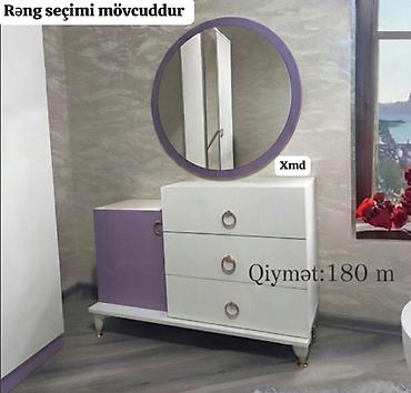 ofis mebel: Dairəvi güzgülü konsol/komod dəsti - Dizayn: dairəvi güzgü, sağda 3 — 1
