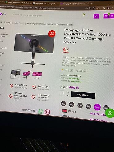 ram: Rampage RA30R200C oyun monitoru - Ekran: 30” ultra-eni, əyri panel - — 7
