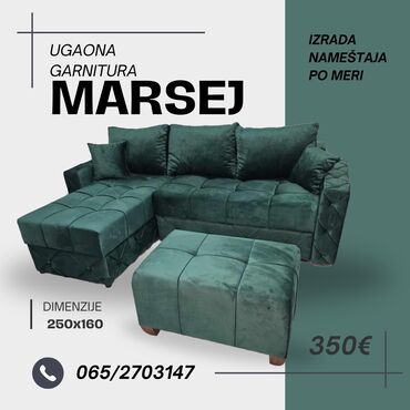 stvari za kuću: Ugaona garnitura "Marsej" Krajnjih dimenzija 250x160x Dvosed se