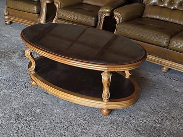 Stilski klub stolovi: Ovalni klub sto, klasičnog dizajna - Materijal: masivno drvo sa — 3