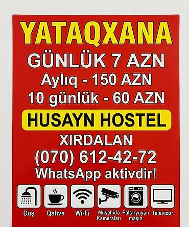 montinde kiraye ev: HUSAYN HOSTEL – Xırdalan Хостел Yataqxana xidməti: - Gündəlik: 7 AZN - — 1