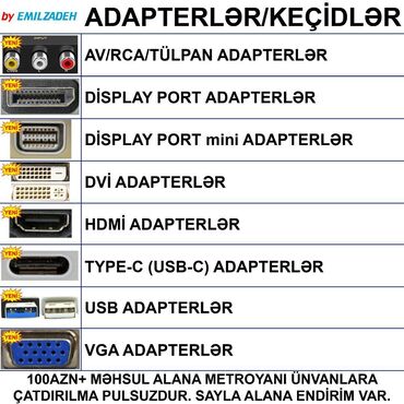 Elvin Emilzadə: Adapterlər/Keçidlər 🚚Metrolara və ünvana çatdırılma var, ❗ÖDƏNİŞLİDİR❗