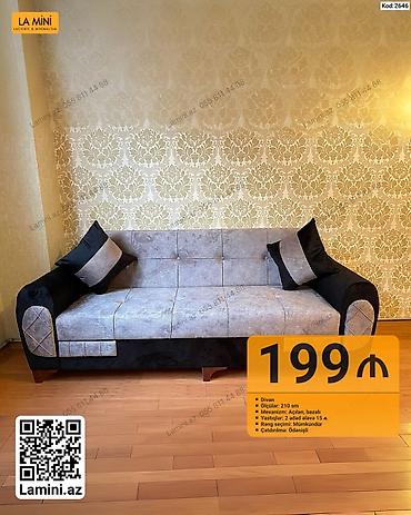 Divan - Ölçü: 210 sm - Mexanizm: Açılan, bazalı - Yastıqlar: 2 ədəd lalafo.az -da Divan - Ölçü: 210 sm - Mexanizm: Açılan, bazalı - Yastıqlar: 2 ədəd
