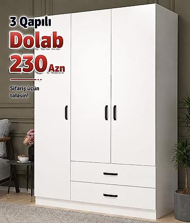 3 qapılı ağ rəngli paltar dolabı - Minimalist və modern dizayn - 3