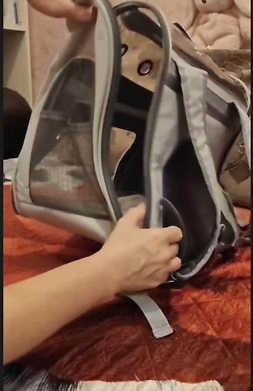 Зоотовары: Ev heyvanları üçün daşıma çantası/backpack tipli daşıyıcı. Açıq boz — 1