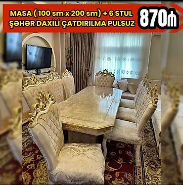 l masalar: Qonaq otağı üçün, Yeni, Açılmayan, Dördbucaq masa, 6 stul — 1