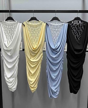 boho bluze: Elegantna mini haljina sa čipkastim umetkom i draperijom 1600 din S M — 3