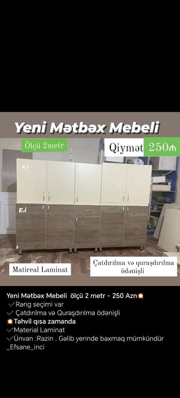 aspirator metbex: Ağ və tünd boz rənglərdə olan bu mətbəx mebeli dəsti, funksionallığı