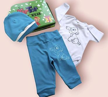 Kompleti: 3 delni kompletic Vel 56-62 dvobroj do 3 meseci 68 do 5 meseci 74 do 9 — 24