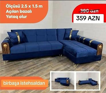 yatak mebeli: Məhsul: Künc divan - Ölçü: 2.5 x 1.5 m - Açılan bazalı konstruksiya - — 1