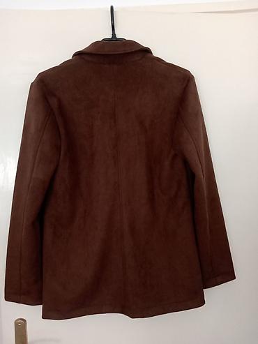 kozn: Braon ženska jakna/kaput od veštačkog antilopa (suede look) – Loose — 2
