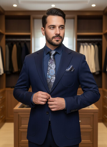 Kostyumlar: Süvari brendinin tünd göy rəngli kişi dəsti - Üst geyimi: klassik — 1