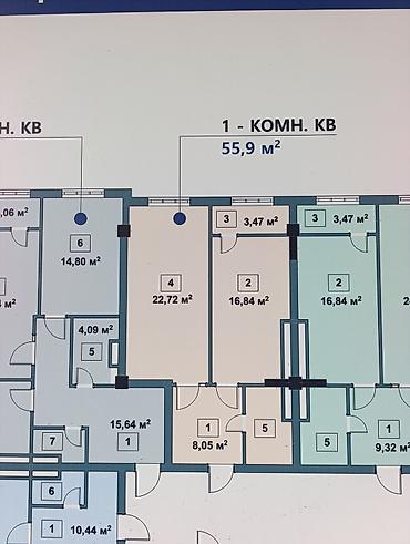 Продажа квартир: 1 комната, 56 м², Элитка, 11 этаж, ПСО (под самоотделку) — 2