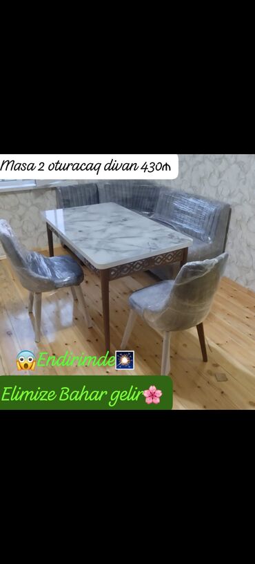 Masa və oturacaq dəstləri: Qonaq otağı üçün, Açılmayan, Dördbucaq masa, 4 stul — 13