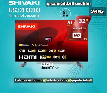 Televizorlar: Satılır:*Birbaşa anbardan smart televizor* Qeyd:Yenidir,istənilən