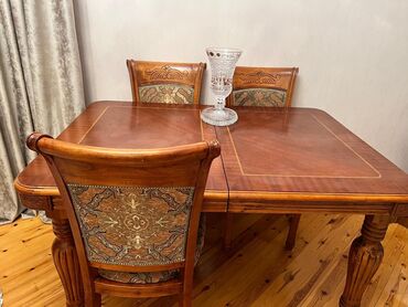 круглый стол на заказ: Для гостиной, Б/у, Квадратный стол, 6 стульев