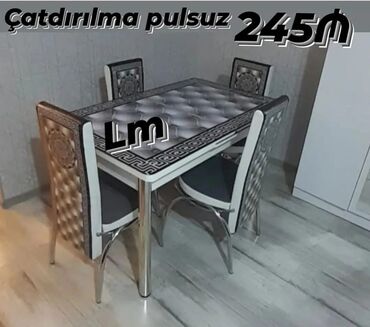 bez materiallı stol: Mətbəx üçün, Yeni, Açılan, Dördbucaq masa, 4 stul, Azərbaycan